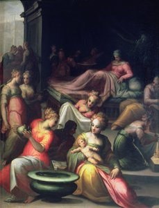 Geboorte van Johannes de Doper door Giovanni Battista Naldini